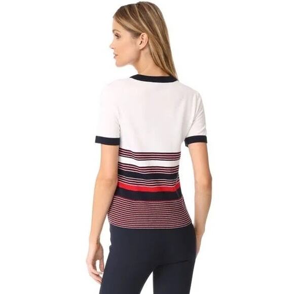 Rag & Bone $295 Krista Wool Red Striped Short Sleeve Crew Neck Sweater Top XS - Picture 4 of 12